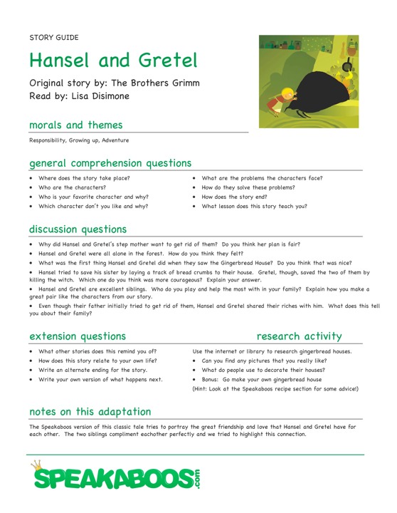 Lesson Plans: Hansel and Gretel | Speakaboos Worksheets