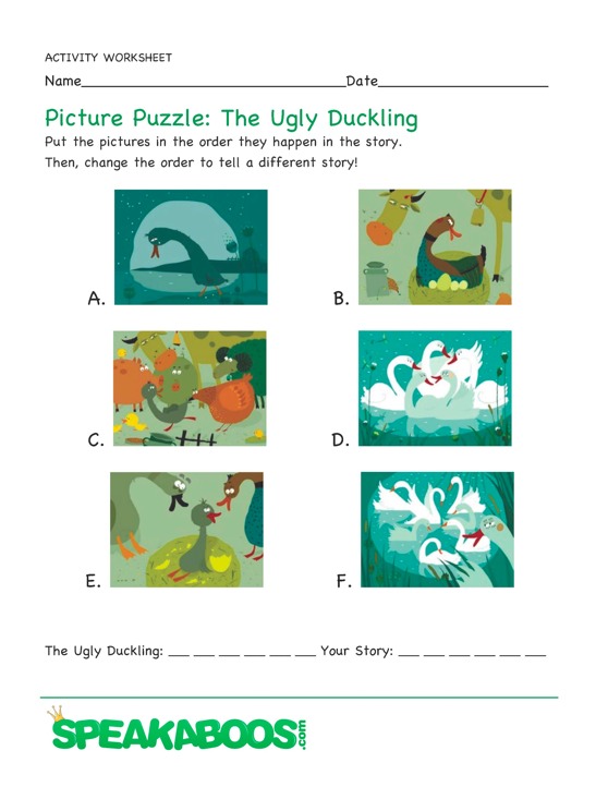 Picture Puzzle: The Ugly Duckling | Speakaboos Worksheets