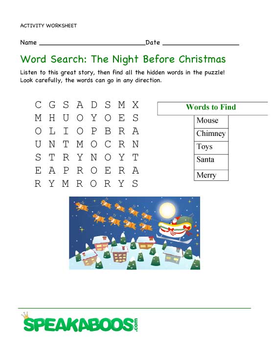 word-search-the-night-before-christmas-speakaboos-worksheets